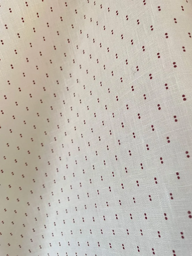 Petite Pair of Dots-  Plum on Cream - Midweight Linen