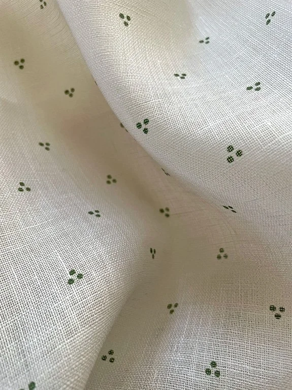 Petite Dot Trio  - Olive Green - Sheer Linen