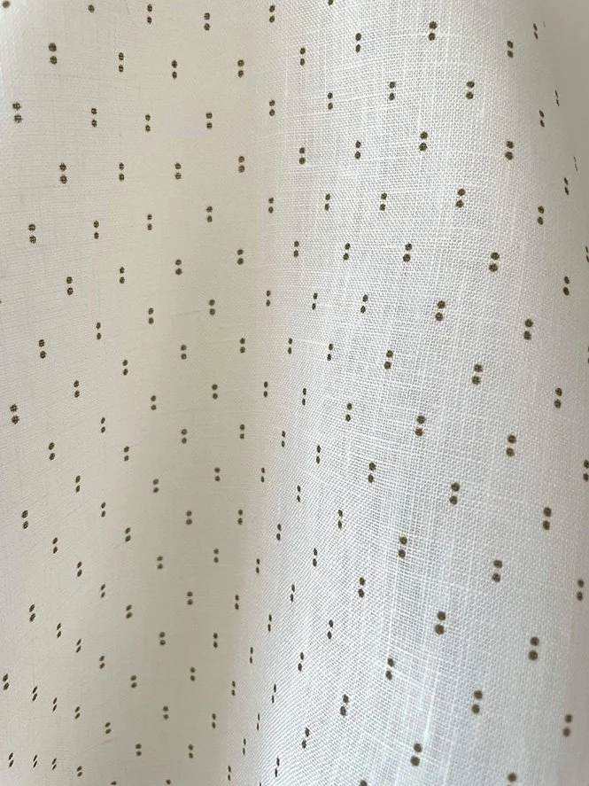 Petite Pair of Dots-  Khaki on Cream - Midweight Linen
