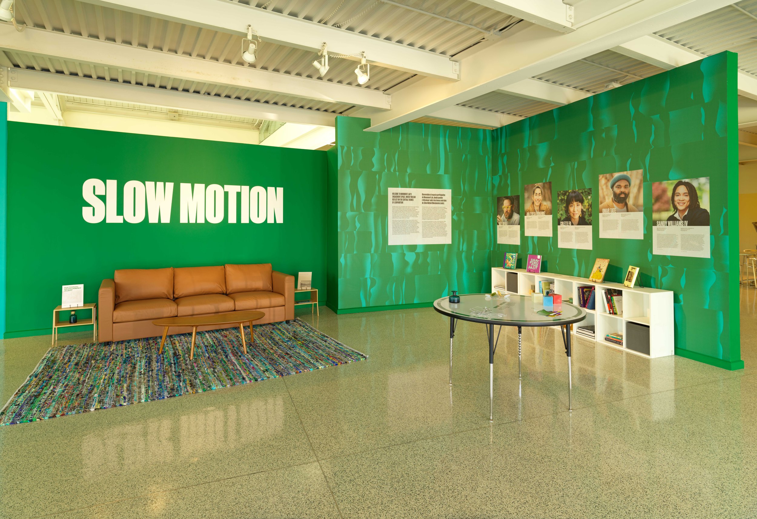 Slow Motion exhibition engagement space, Grounds for Sculpture, Hamilton, New Jersey, Slow Motion curated by Monument Lab (photo: Bruce M. White)