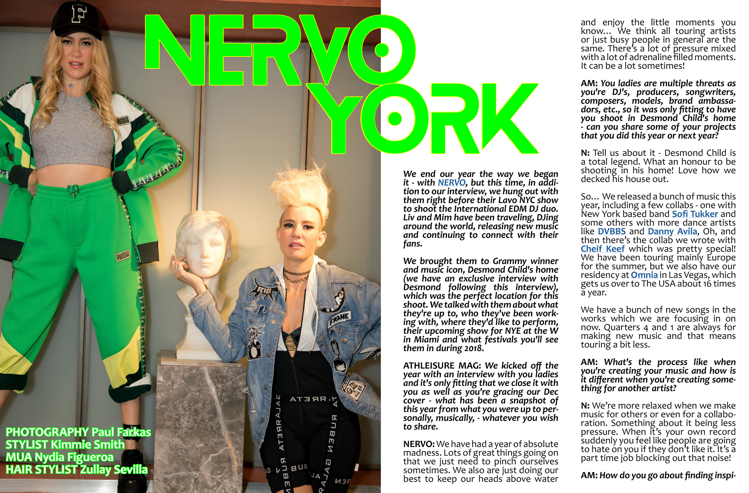 ATHLEISURE MAG DEC ISSUE WITH OUR CELEBRITY COVER, NERVO, EDM DJ DUO