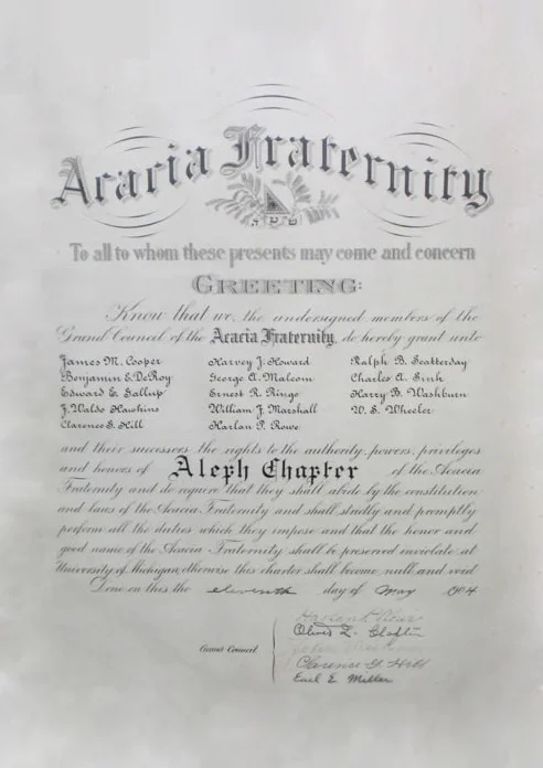 The original charter of the Michigan Chapter.