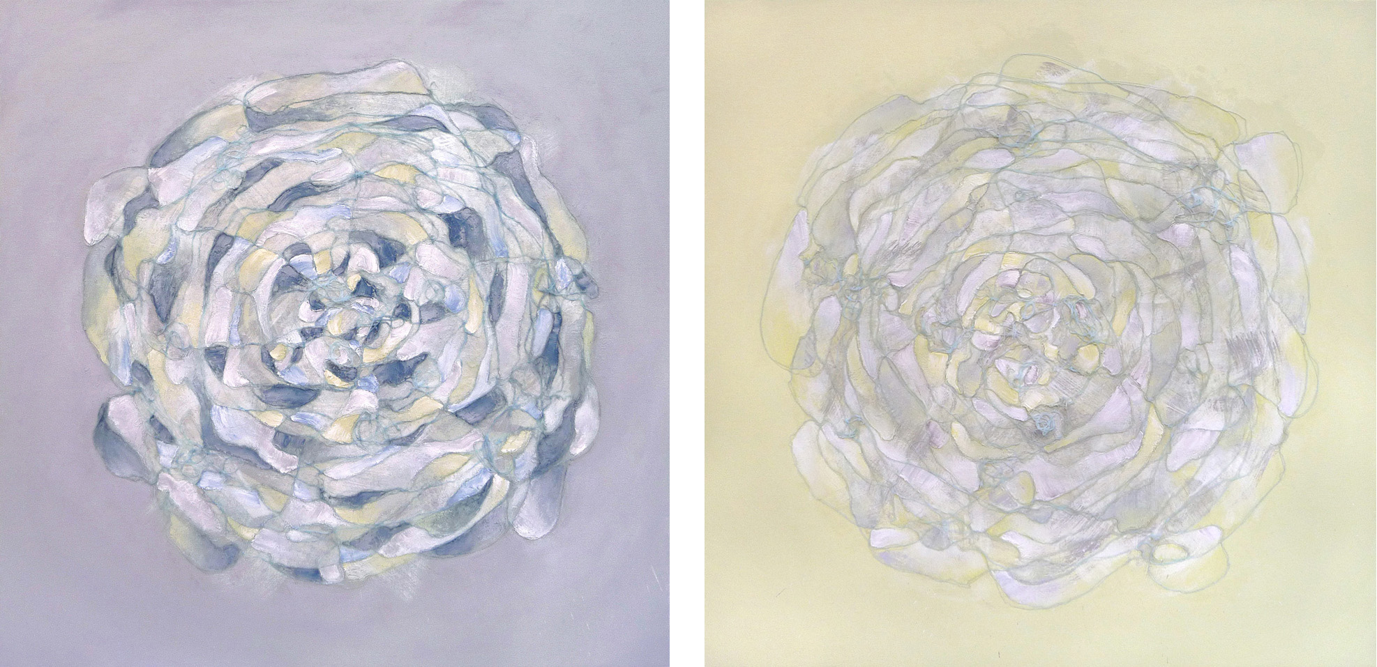 Warm Gray and Yellow Gray , 2010. Oil, acrylic and collage on canvas. 36 x 36 inches