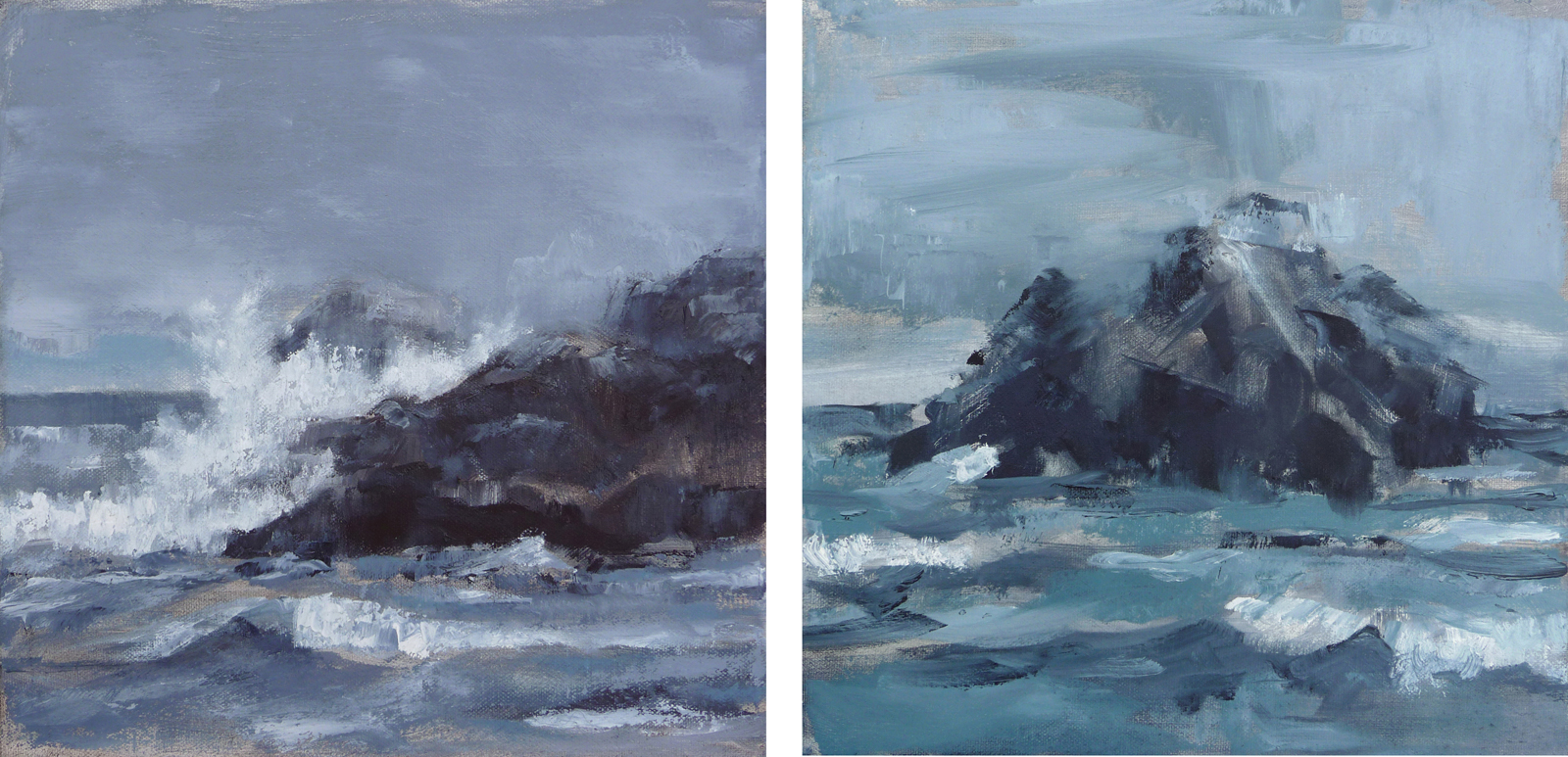 Below the Cliff House and Seal Rock , 2016. Oil on canvas. 12 x 12 inches (30.5 x 30.5 cm)