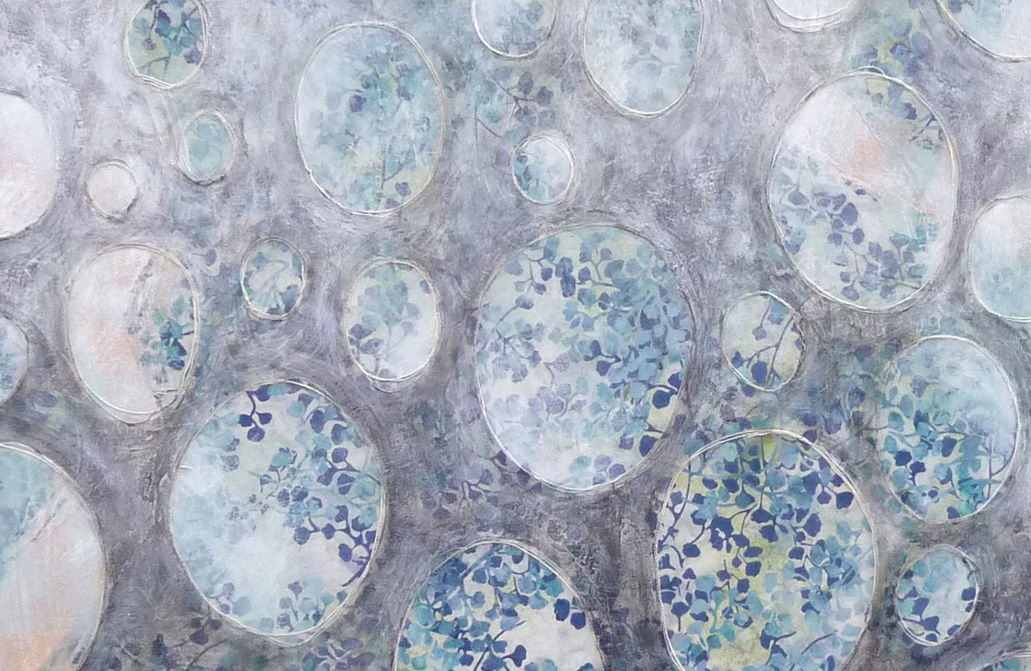 Fabric I (detail), acrylic and collage on canvas.