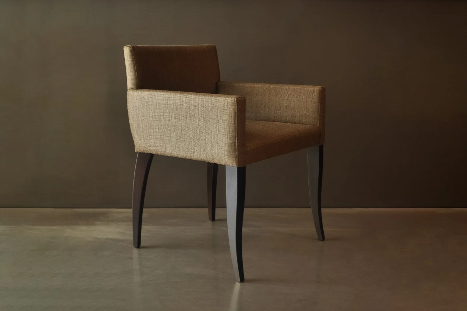 Modern author-designed mahogany upholstered armchair