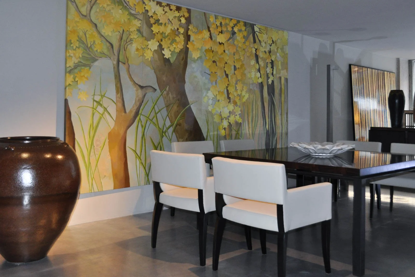 Waxed aluminium flooring in living area