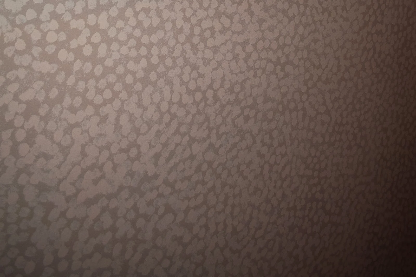 Trompe l'oeil wall painting with subtle polka dot leopard pattern in rose tones
