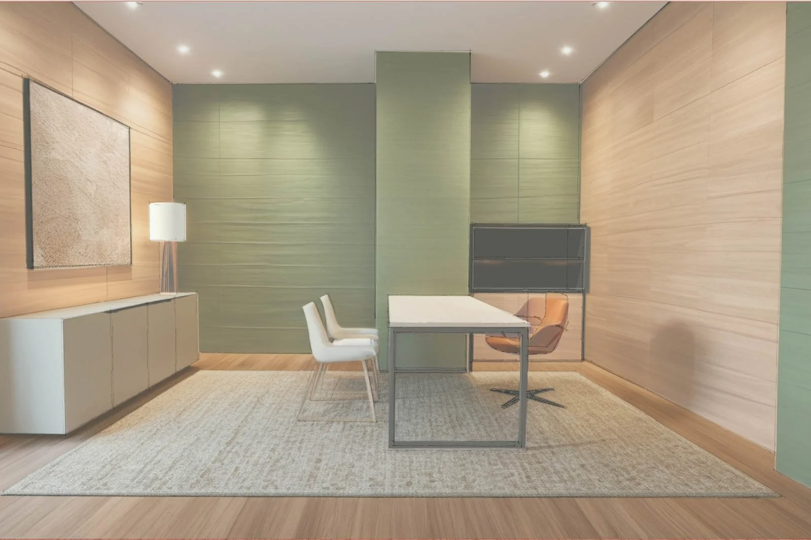 Private clinic office 3D visualisation with selected finishes