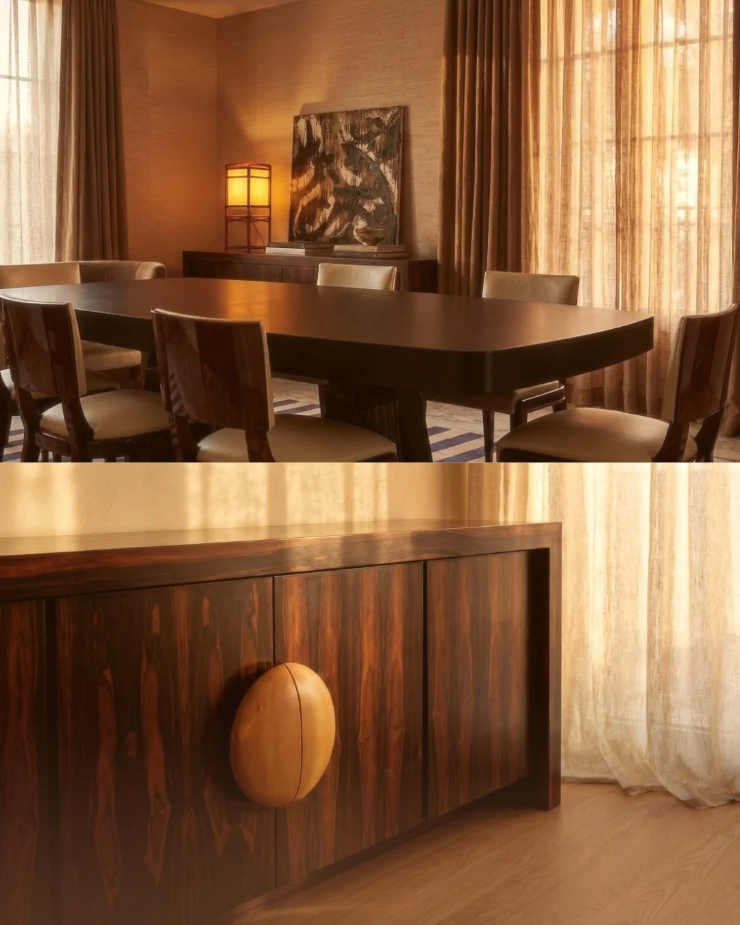 True luxury is found in the tension between materials. In this space, we paired dark woods and matte lacquers with soft grasscloth walls and hand-carved sculptural accents. It&rsquo;s a sensory experience designed to be felt as much as it is seen.

#