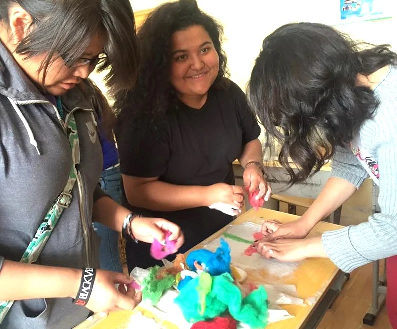 Felt making with US and Mongolian students