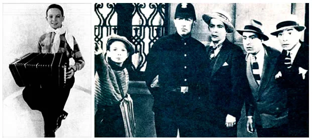 Le jeune Astor Piazzolla jouant dans le film “El dia que me quieras” avec Carlos Gardel en 1934.