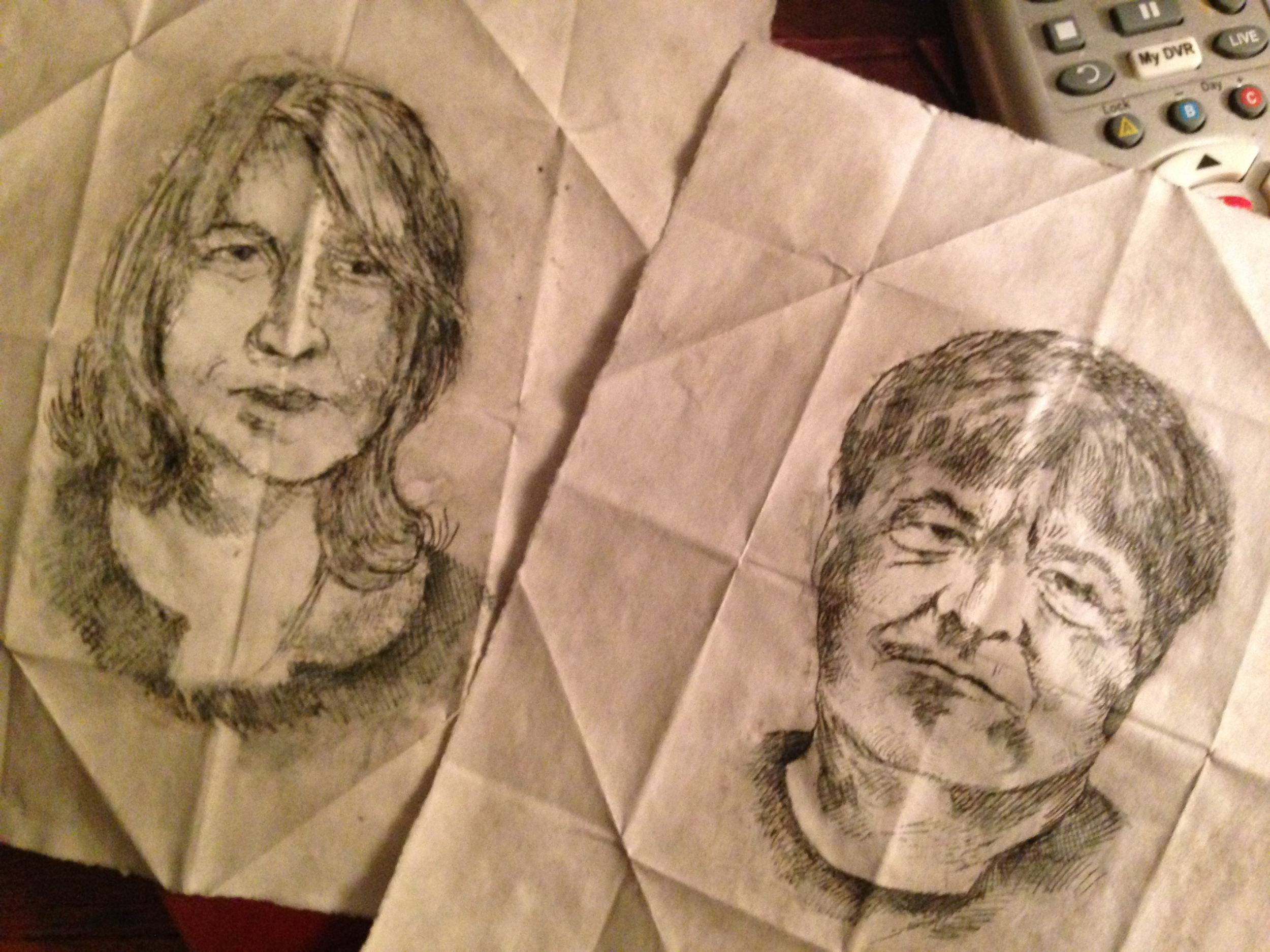 My husband Kevin Killian and I sketched by Neil LeDoux.