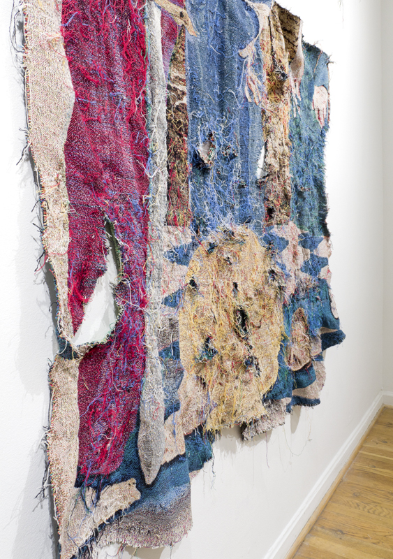 High Drama (detail) , 2015, tapestry fragments woven on computerized loom From Fragmentia
