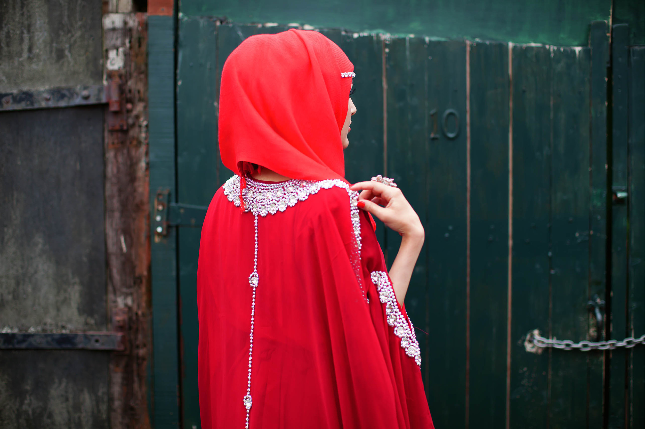 Red hijab, red dress and bling © Mahtab Hussain - Honest With You.jpg