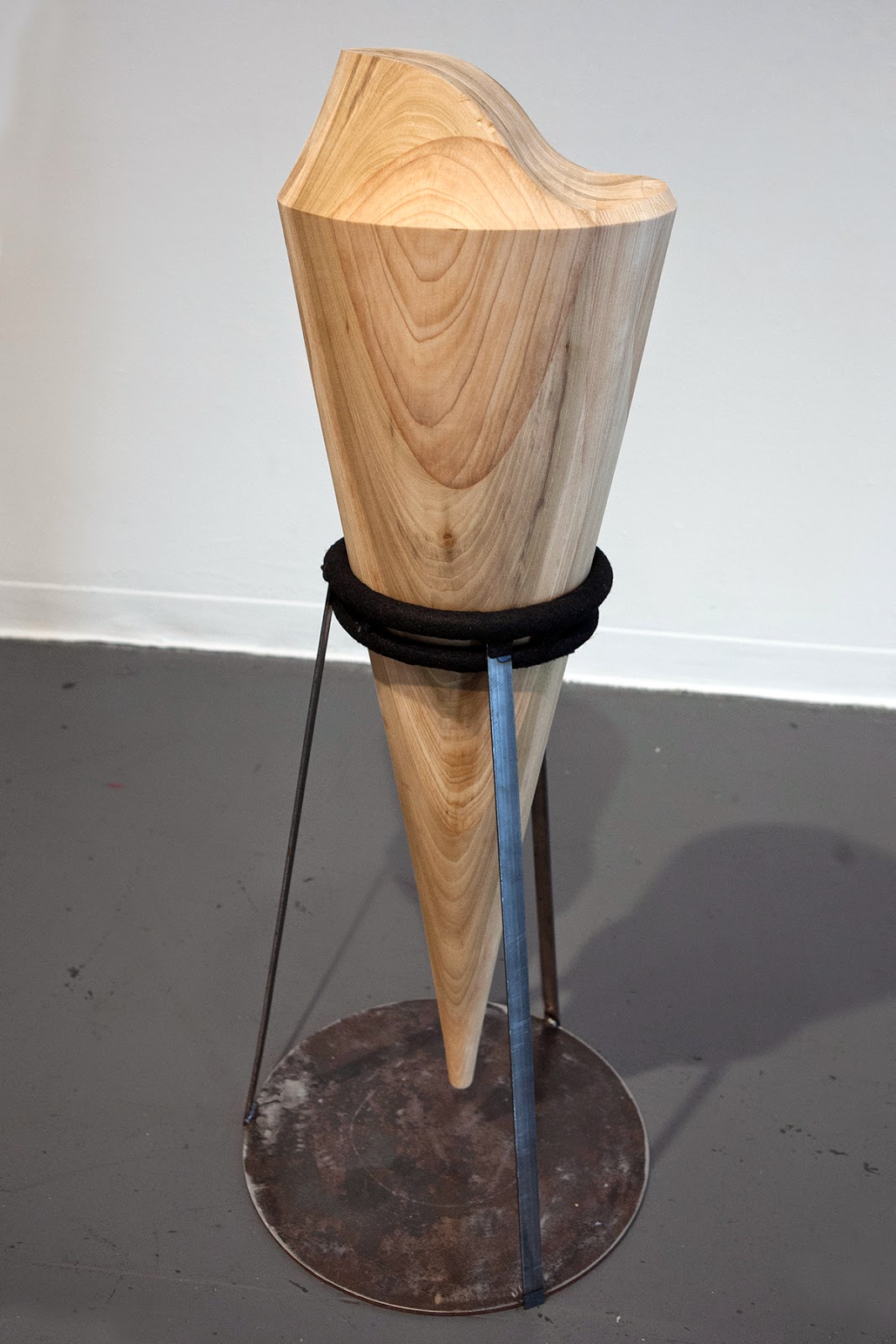  Spinning Top, Body Extension Wood, Steel, &amp; Felt 40” x 16” x 16” 2014    