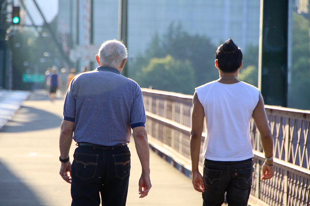 Dennis and PJ, behind the scenes from "Before You Know It." Photo by Charlotte Wood.