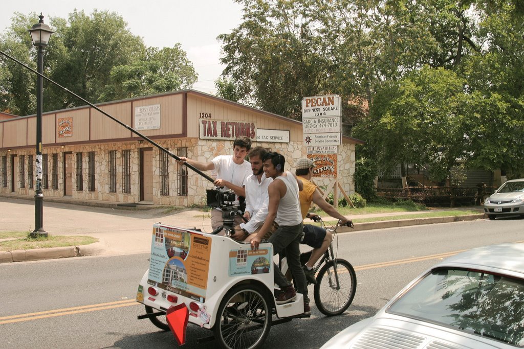 PJ directing a segment of the remake of Richard Linklater's SLACKER. Photo by Patrick Rusk.