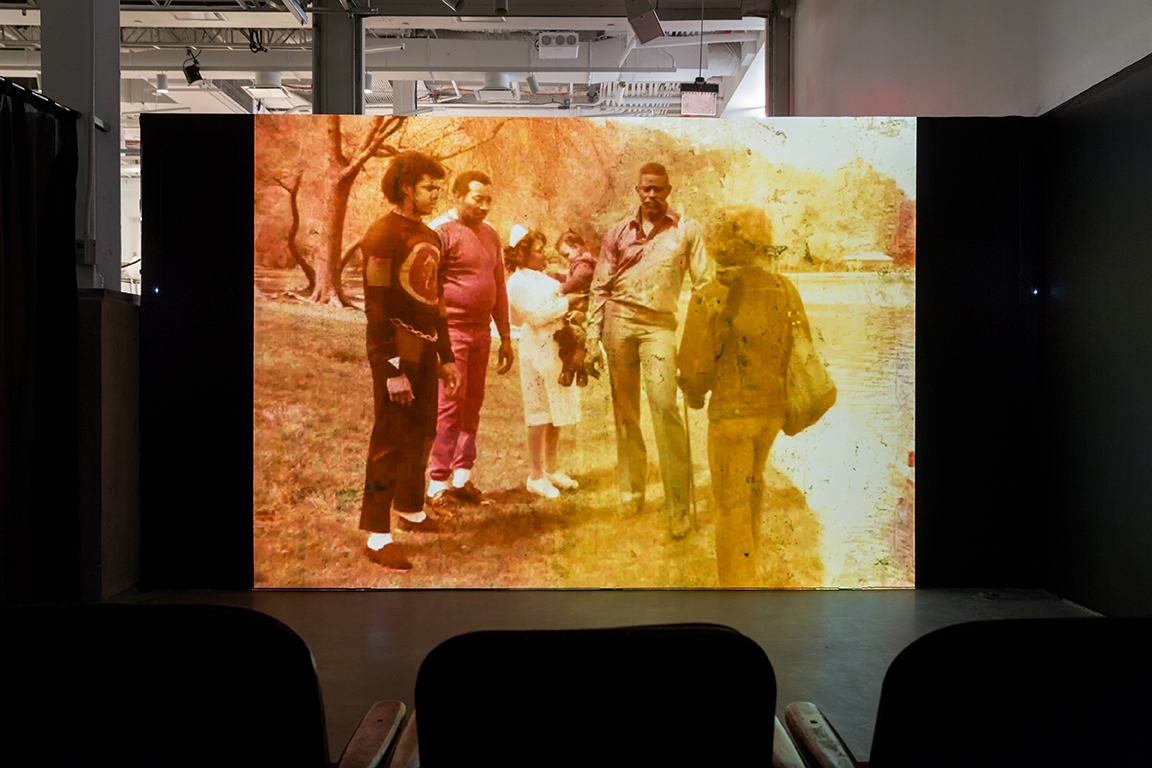  © Crystal Z. Campbell,  Go-Rilla Means War,  installation view.&nbsp;Courtesy of BRIC and Etienne Frossard. 