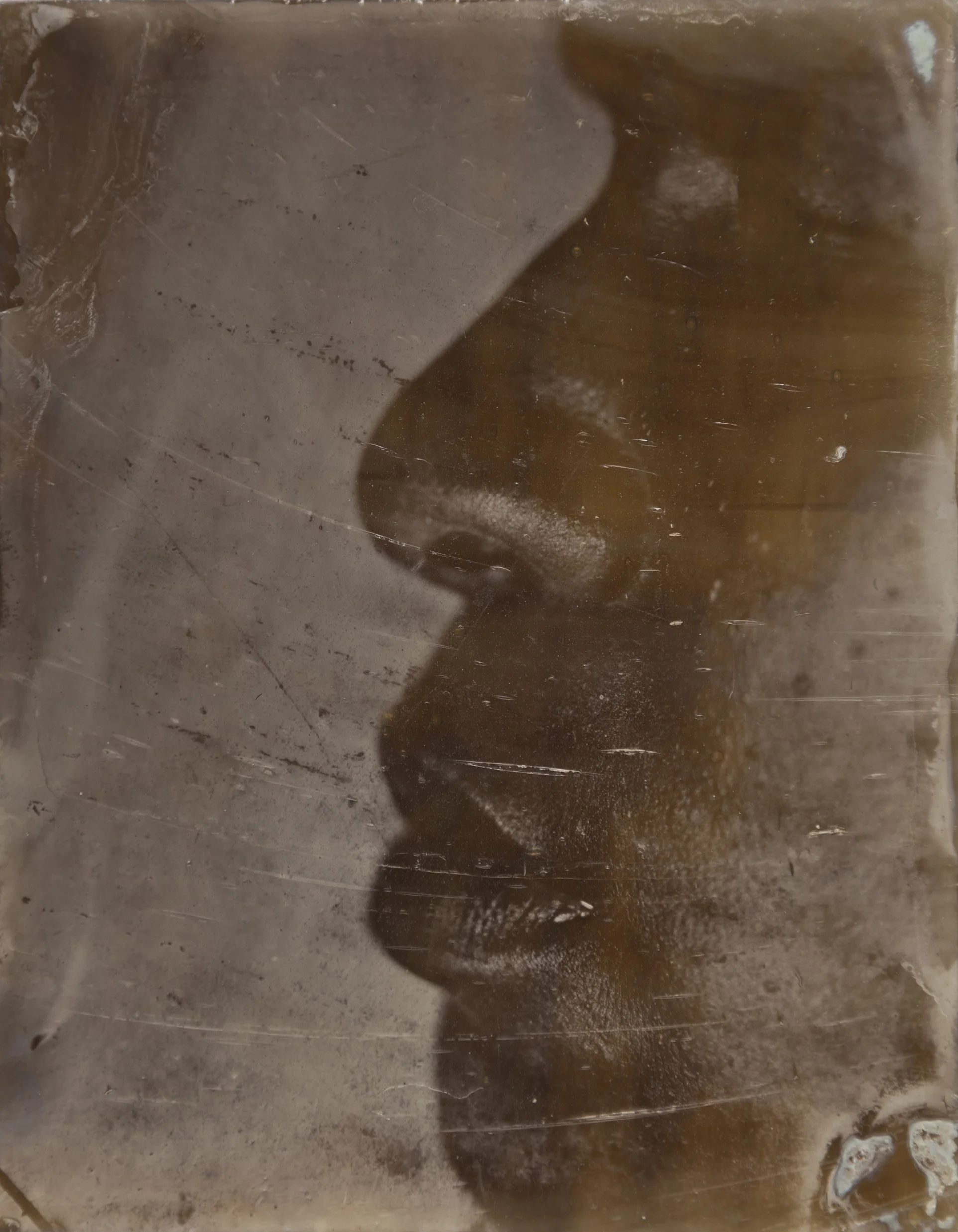 From the Series Undertones , Plate number 26, Ambrotype on stained glass, 3”x4”, 2018