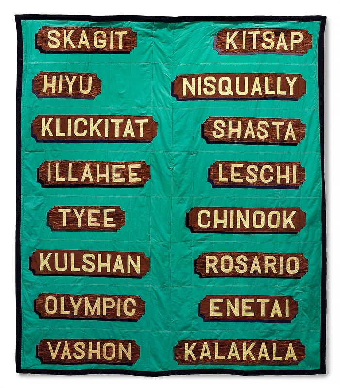WASHINGTON STATE FERRIES, 2018 Fabric, batting and thread 102 x 90 inches