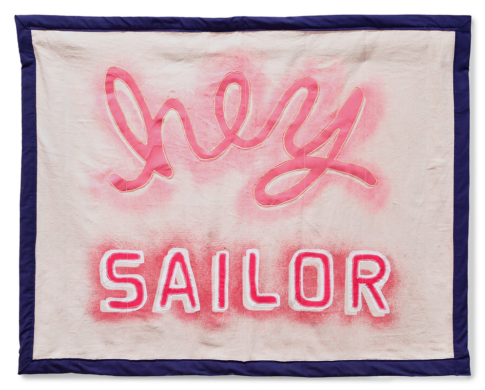   HEY SAILOR , 2018, 36.25 x 46 inches. Fabric, batting and thread.    