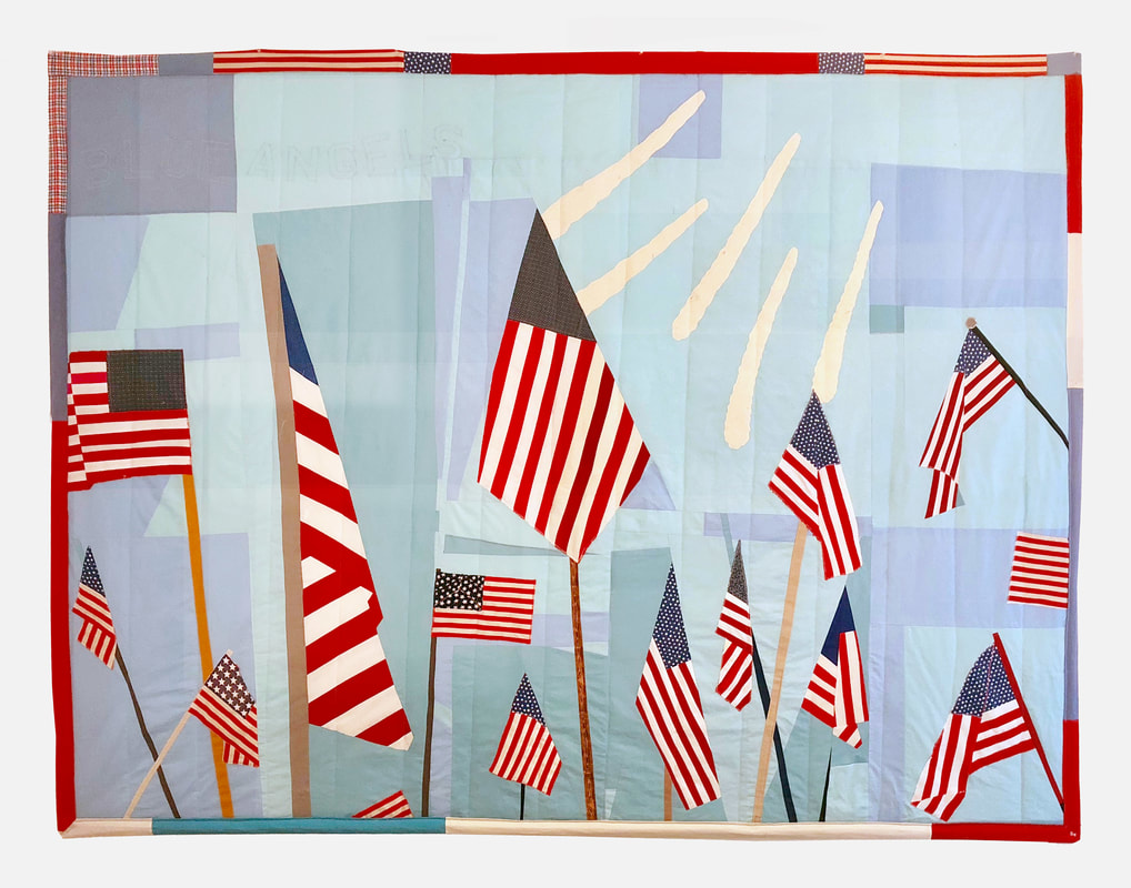  Blue Angels, 2018, 72 x 91.5 inches. Fabric, thread, batting 