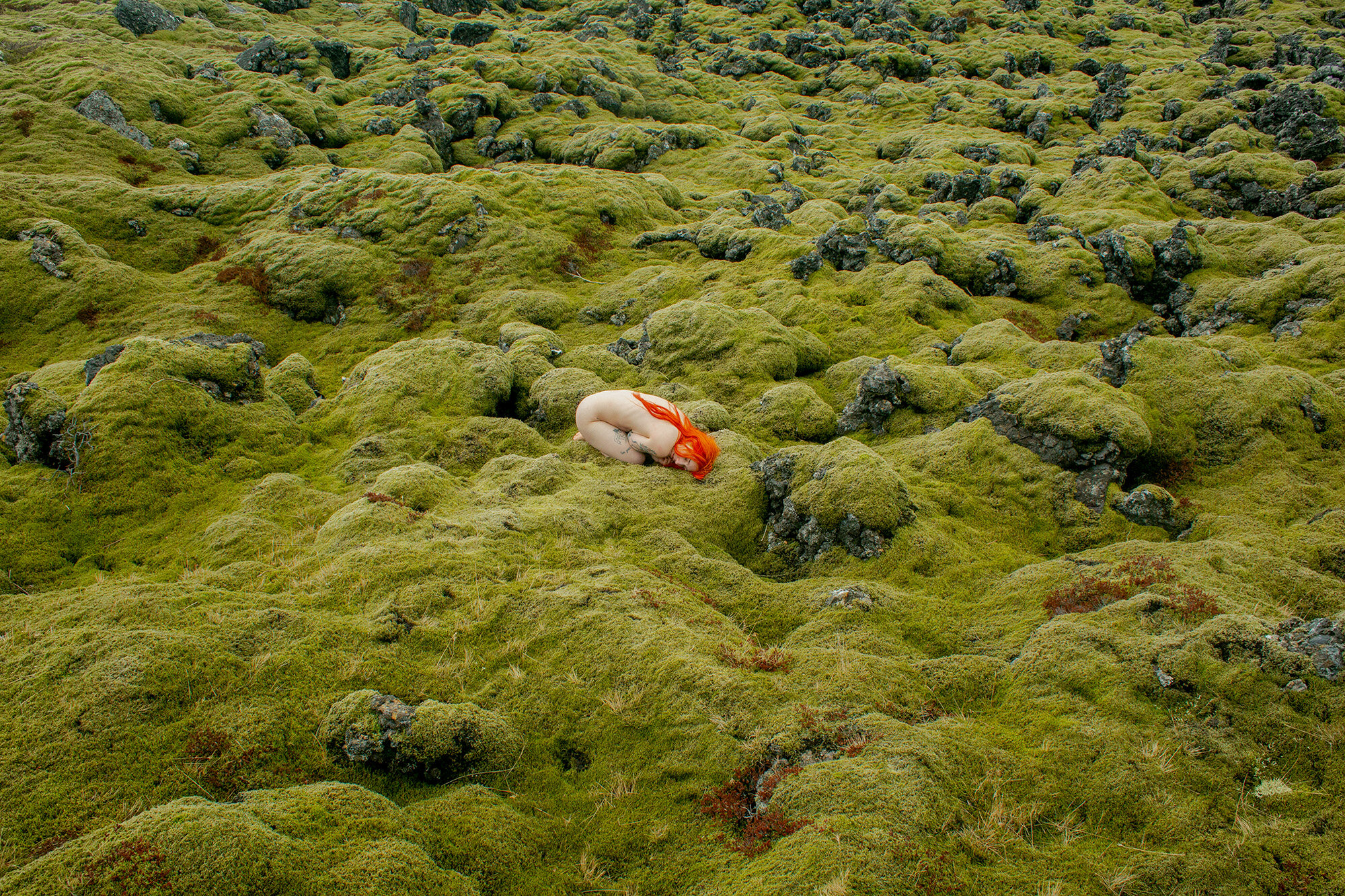   self portrait in lava fields, huldufolk, iceland, 2019  