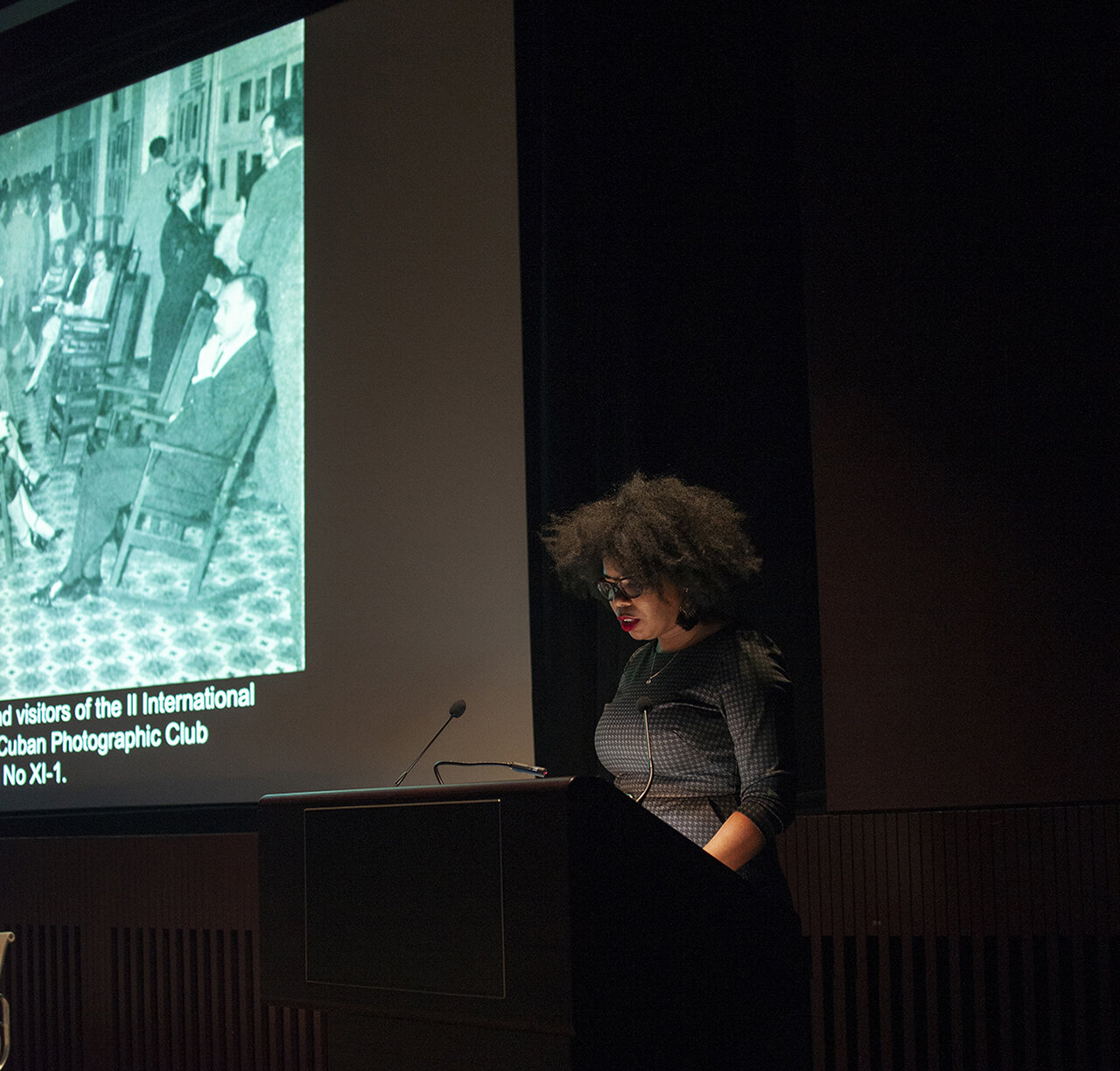  Aldeide Delgado lecturing at Tate Modern during the “Fast Forward: How do Women Work” conference, 2019. Photo by Emily Light. 