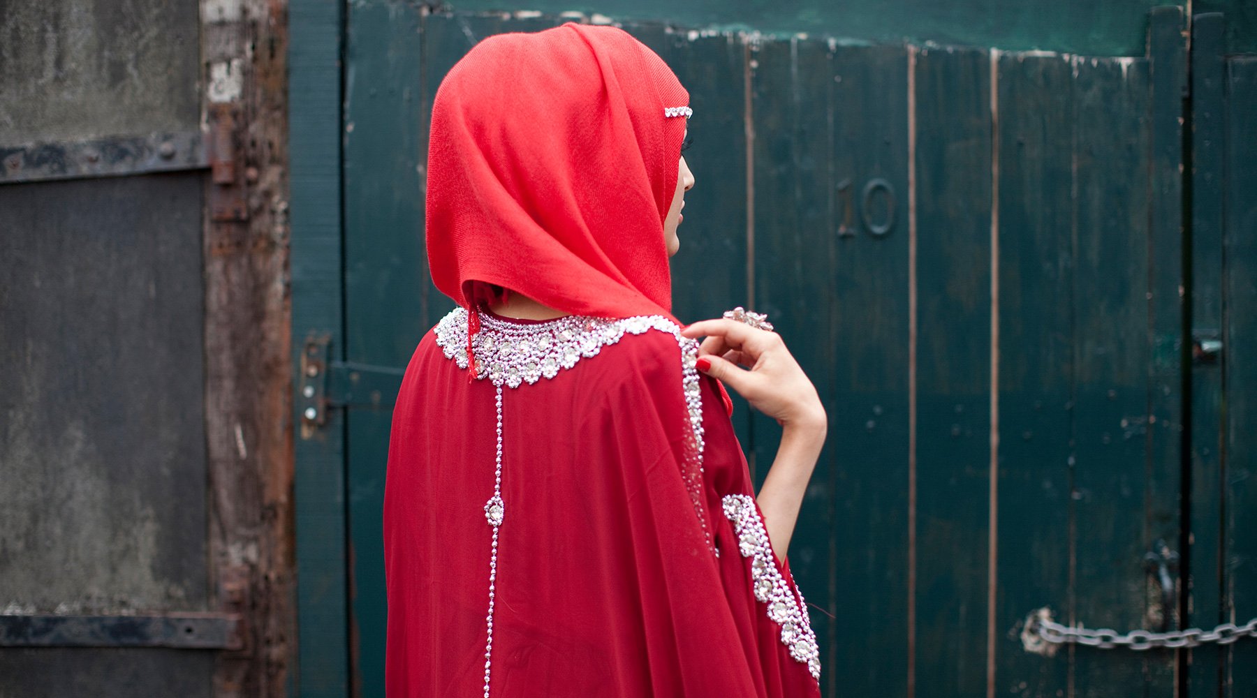  Mahtab Hussain, Red hijab, red dress and bling, from the series Honest With You, 2013 