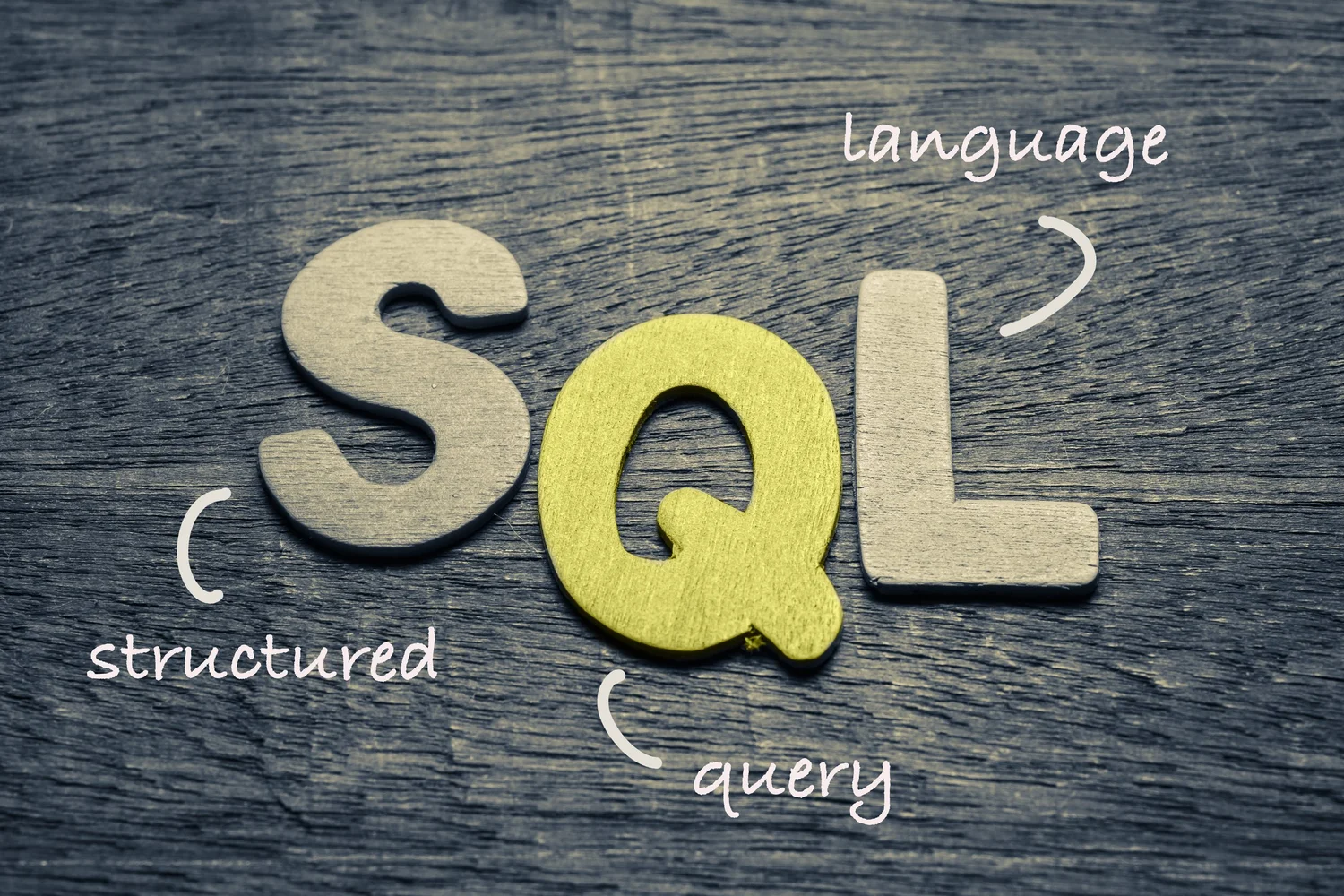 Computer screen displaying database code representing SQL