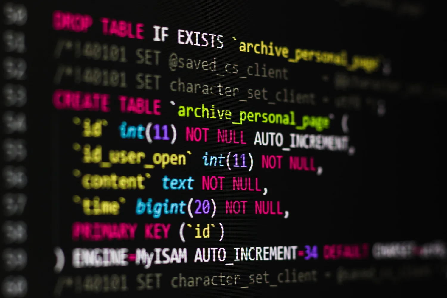SQL code on a computer screen