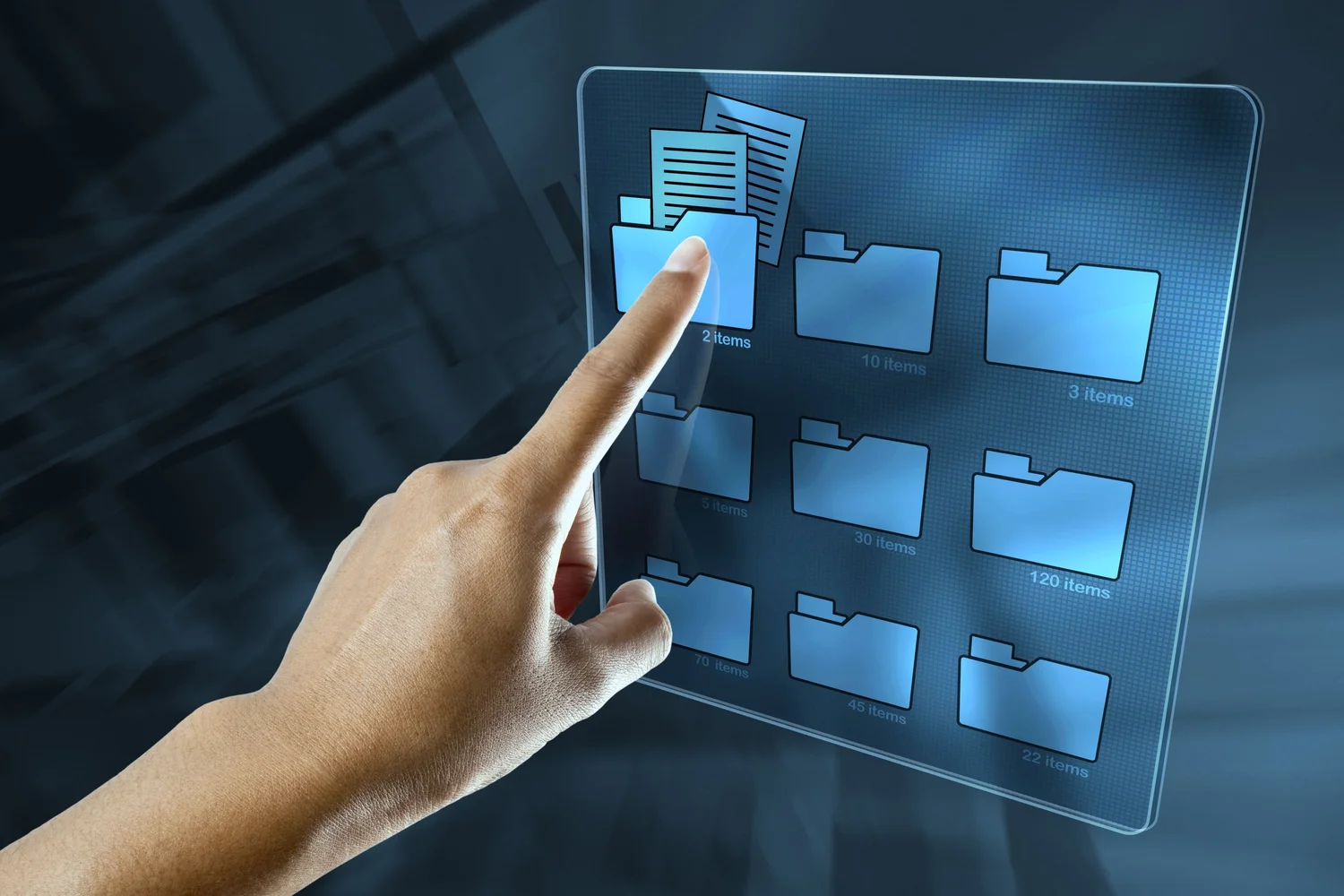 Professional reviewing a portfolio of analytical work