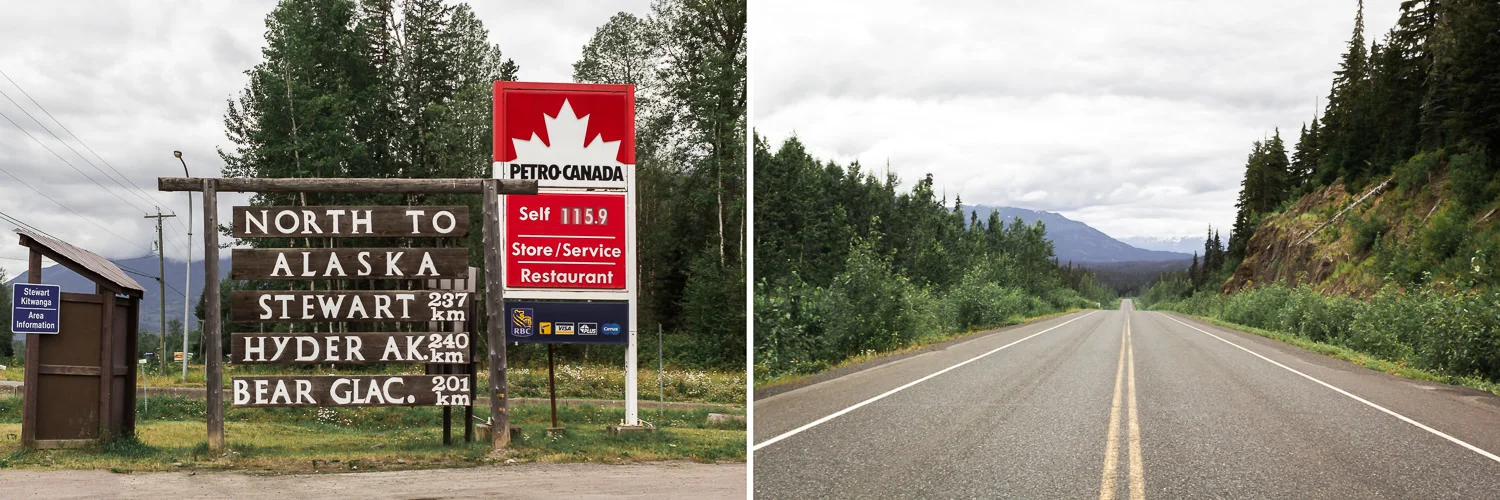 A few deep breaths later and singing our favorite tune , we turned onto the Cassiar. A perfectly paved two-lane highway, complete with shoulders and lane markers stretched before us. So what was all the fuss about?! We'd learn 200 miles later. 