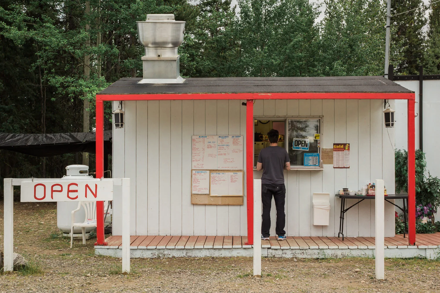 Towns isn't the right word; the stops along the Cassiar are more like outposts than anything else. In Dease Lake we had one choice for dinner: The Shack. 