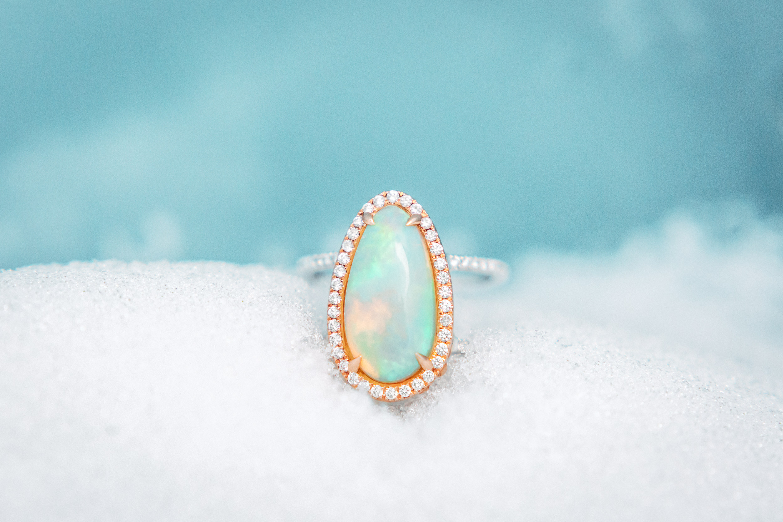 Opal ring in ice