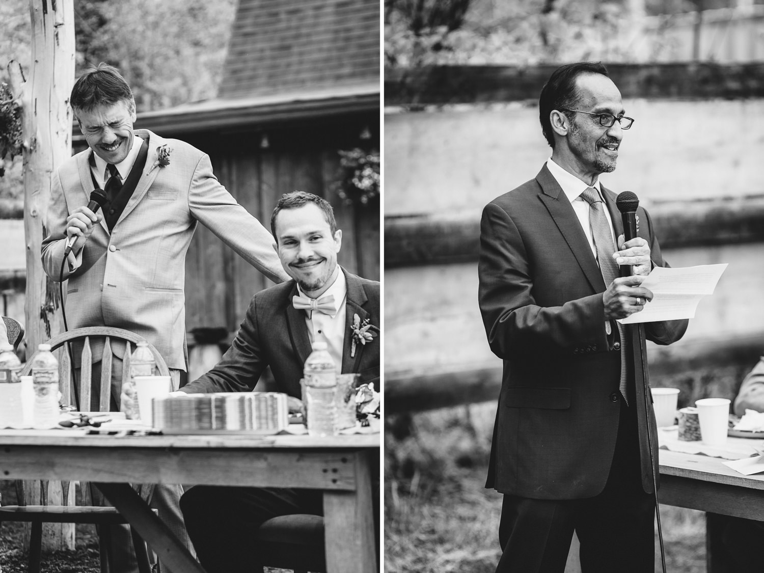 Best man and father of the bride giving toasts