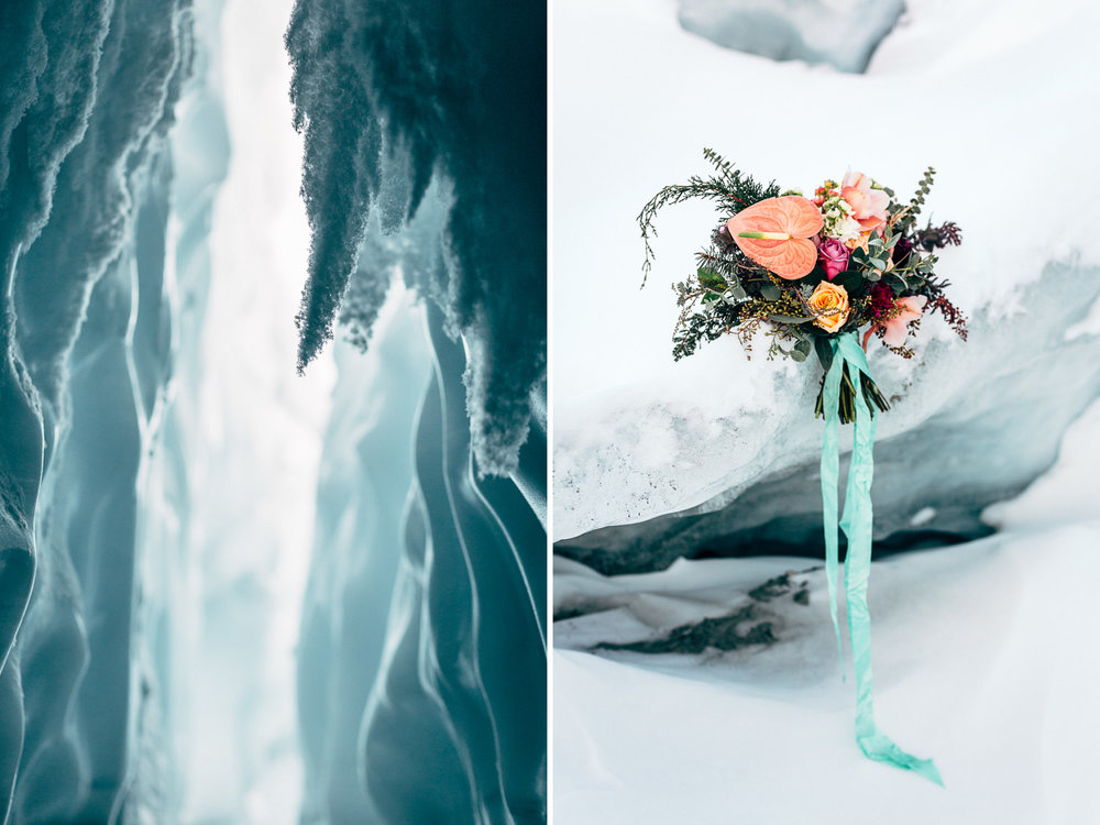 Ice cave and bouquet