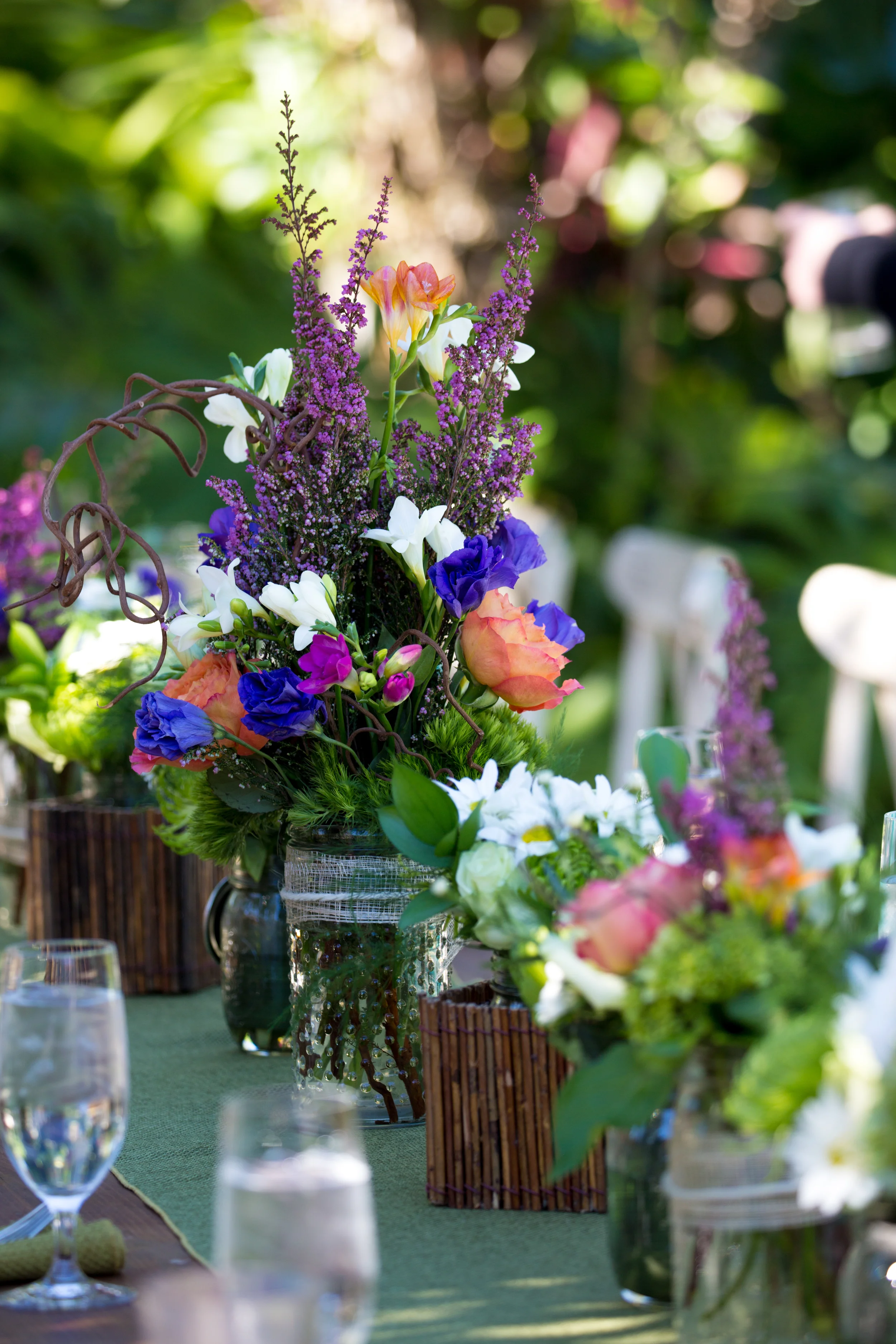 Magnificent floral arrangements as table center-pieces, from The Flower Bazaar