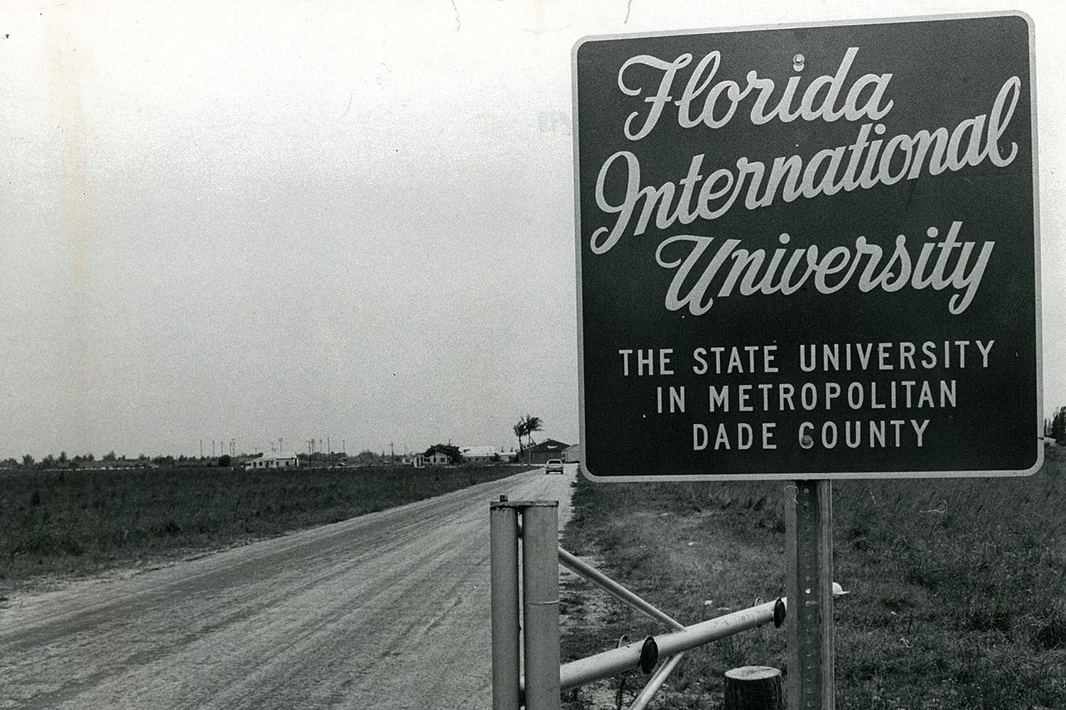 The entrance to Florida International university in the 1960s