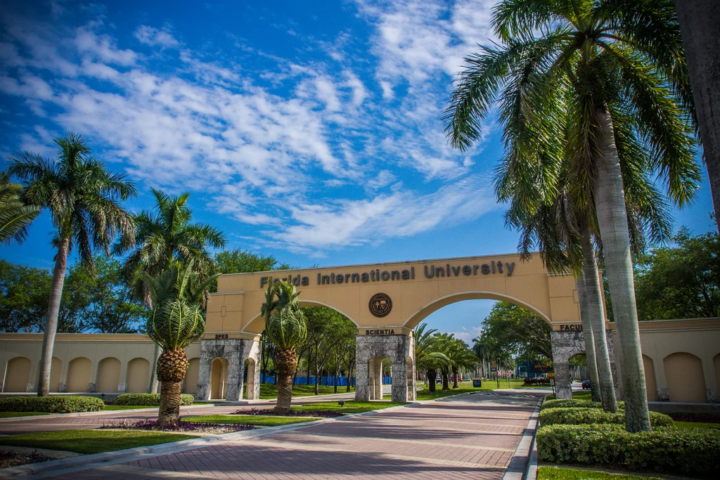 The entrance to Florida International University today