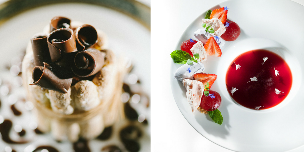 Plated desserts served at the table are an alternative option to Dessert Stations.