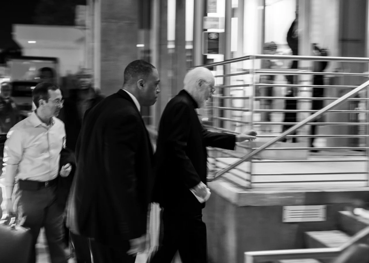 John Willams arrives for the New World Symphony’s 31st Anniversary Gala performance