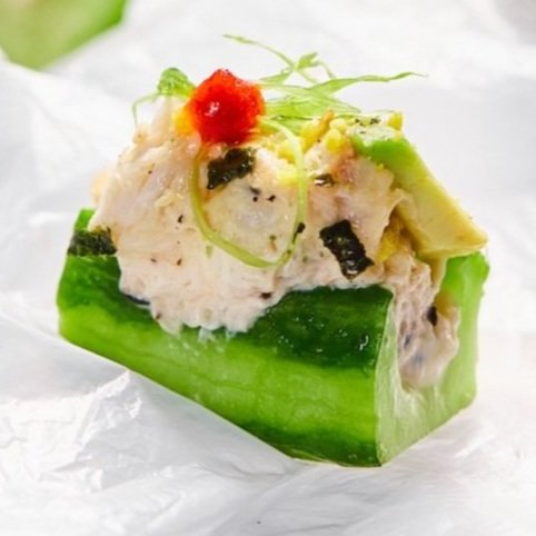 Cucumber California – Crab Salad, Sriracha, Avocado, Furikake
