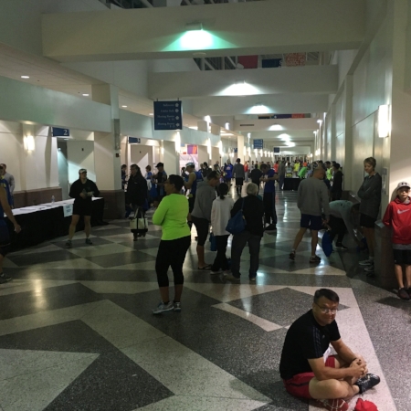 Lots of people getting ready to run in the hallway!