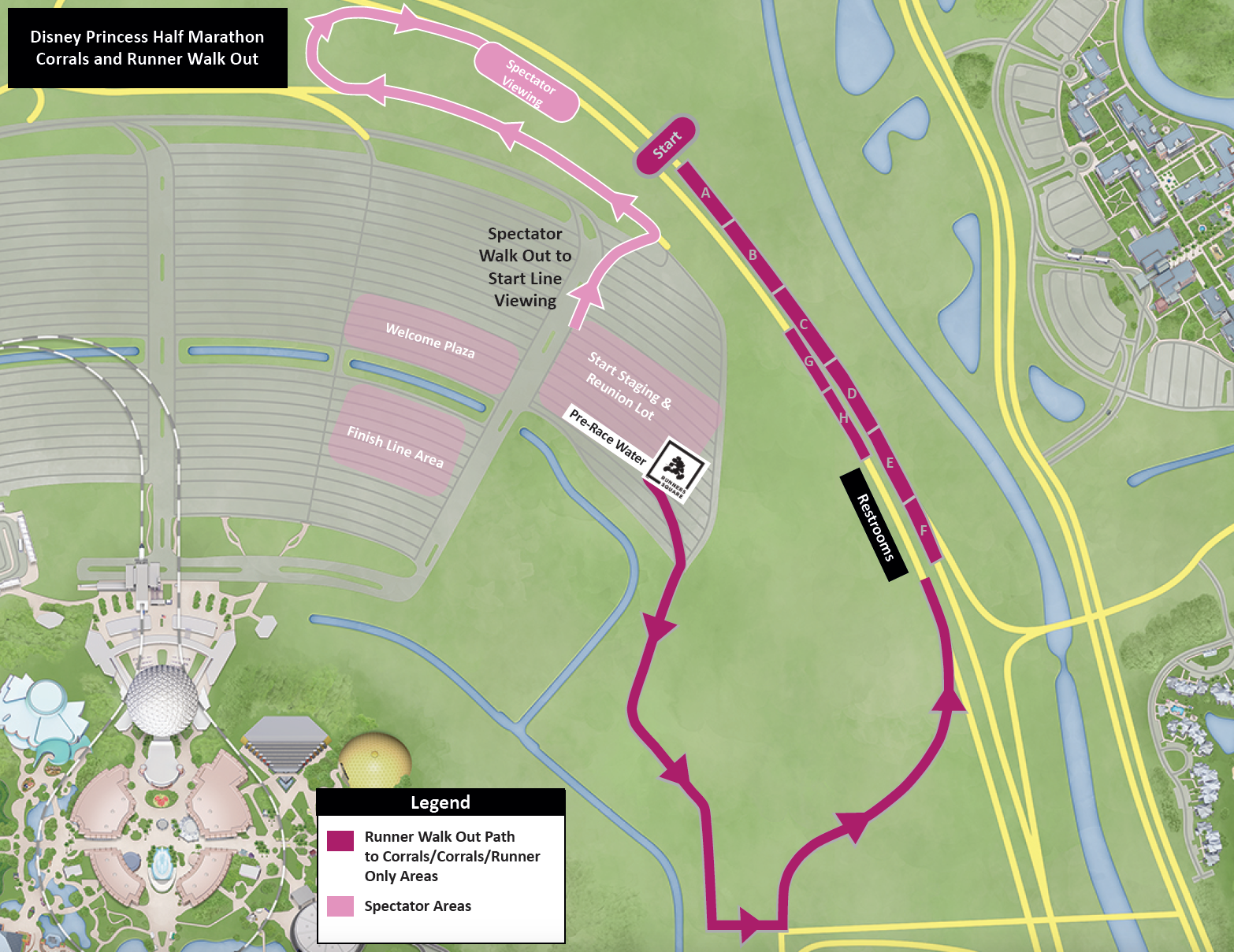 Princess half marathon Start & Staging Area