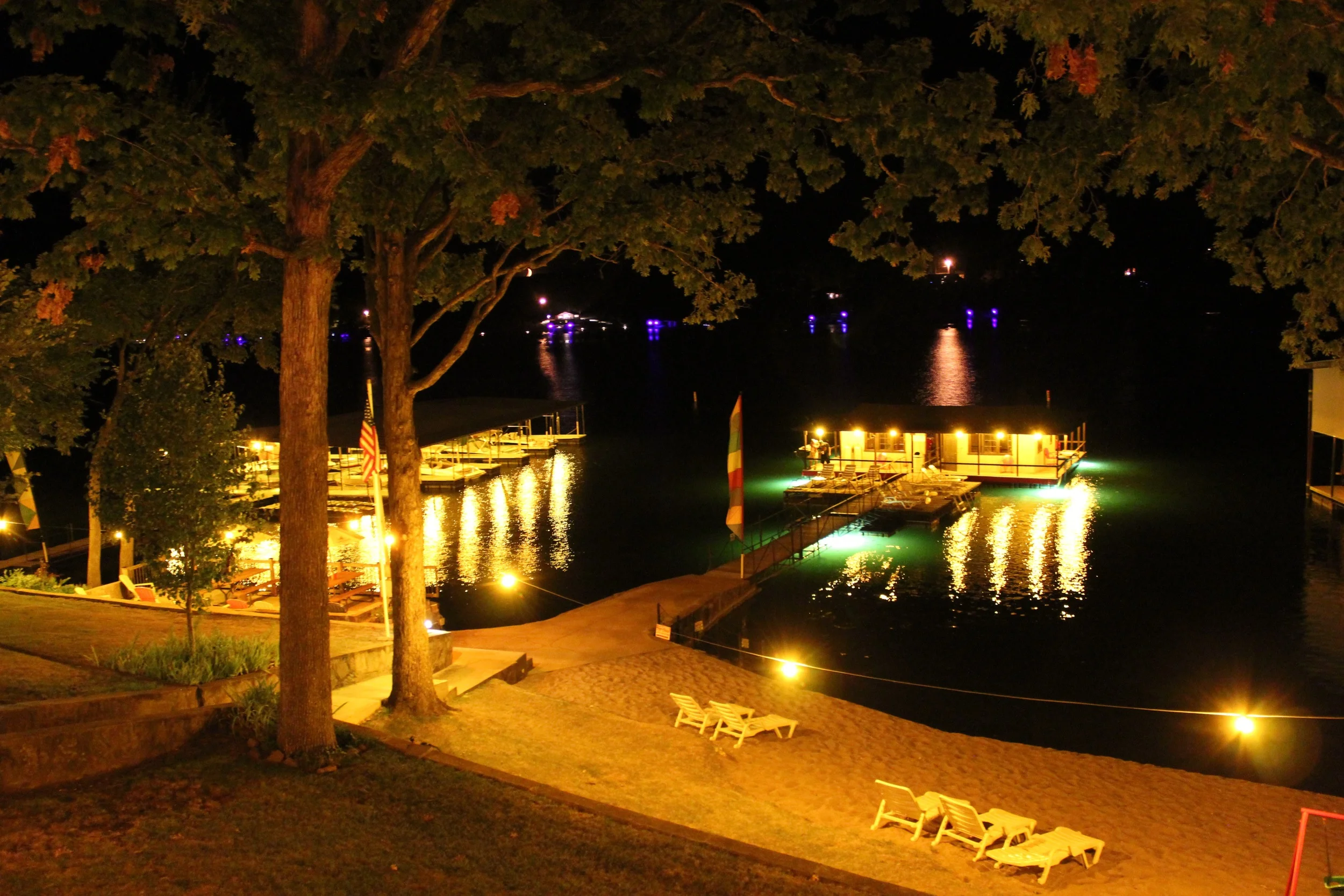 The Docks at night with underwater fishing lights