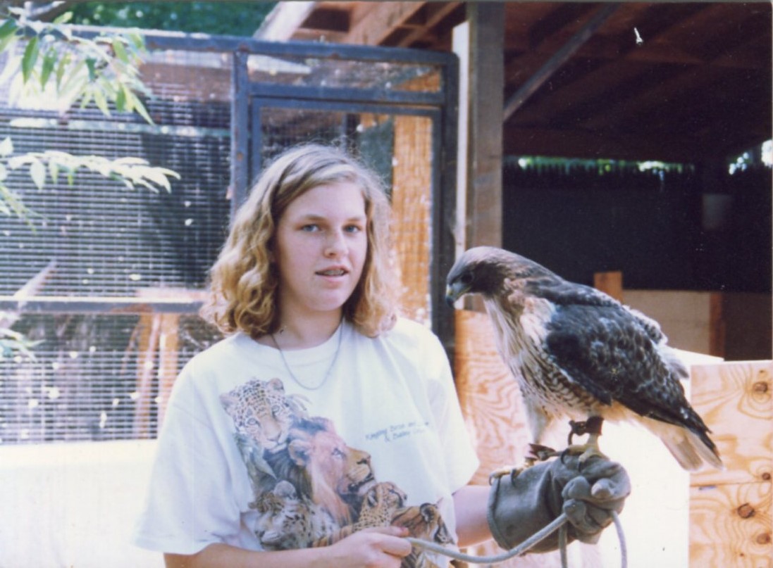 I was about 15 here with Gandalf, my favorite Red-tailed hawk.