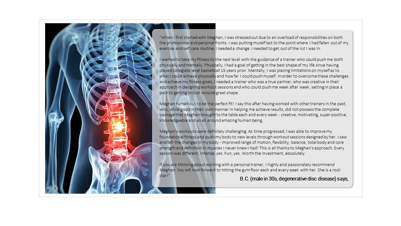 B.C. (male in 30s, degenerative disc disease) says, (Copy)