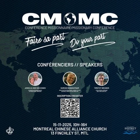 Please pray for our Alliance family as leaders come together next weekend to learn what it means to be on mission in our changing world.

If you'd like to learn more about this Missions Conference, scan the QR code.